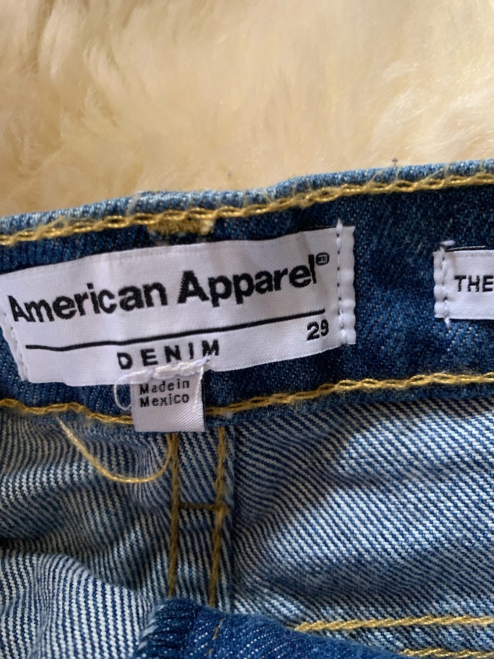 American Apparel Light Blue Denim Jeans with Gold Stitching